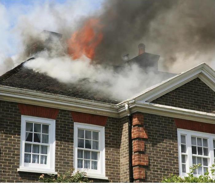 A photo of a house fire