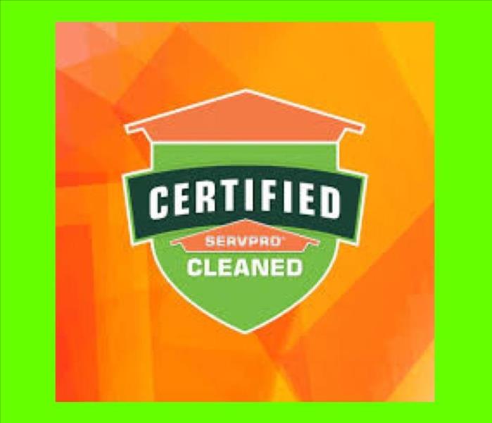 A photo of SERVPRO's certified cleaned badge.